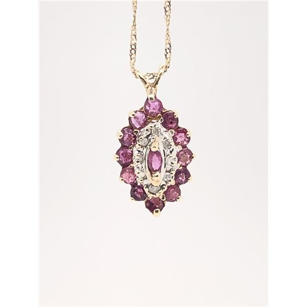 Vintage Ruby and Diamond Navette Pendant