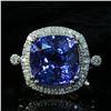 Image 5 : Cushion-Cut Tanzanite and Diamond Halo Ring