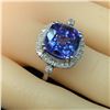 Image 7 : Cushion-Cut Tanzanite and Diamond Halo Ring