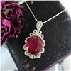 Image 3 : Ruby Pendant with Swirling Ribbon Diamond Halo