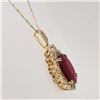 Image 8 : Ruby Pendant with Swirling Ribbon Diamond Halo