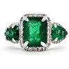 Image 1 : Emerald and Diamond Halo Trinity Ring