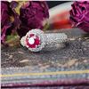 Image 4 : Ruby Ring & Diamond Encrusted Halo and Shoulders