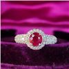 Image 5 : Ruby Ring & Diamond Encrusted Halo and Shoulders