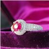 Image 6 : Ruby Ring & Diamond Encrusted Halo and Shoulders