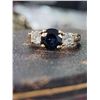 Image 3 : Estate Blue Sapphire and Diamond Three-Stone Ring
