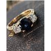 Image 4 : Estate Blue Sapphire and Diamond Three-Stone Ring