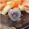 Image 1 : GIA Fancy Color Heart-Cut Diamond and Halo Ring