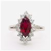 Image 1 : Marquise-Cut Ruby and Diamond Halo Ring
