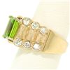 Image 6 : 14k Solid Gold 2.27 ctw Emerald Cut Peridot & 1.40 ctw Round Diamond Cocktail Ri