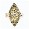 Image 4 : Antique Victorian 14k Rosy Yellow Gold Rose Cut Diamond Marquise Navette Ring