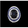 14.21 ctw Sapphire and Diamond Ring - 18KT White Gold GIA Certified