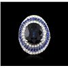 Image 1 : 14.21 ctw Sapphire and Diamond Ring - 18KT White Gold GIA Certified