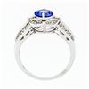 Image 7 : 18k White Gold Brilliant Tanzanite Solitaire w/ Diamond Halo Star Flower Ring
