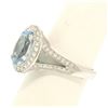 Image 6 : New Modern 18K White Gold 3.07 ctw Oval Aquamarine Diamond Sylvie Split Shank Ri