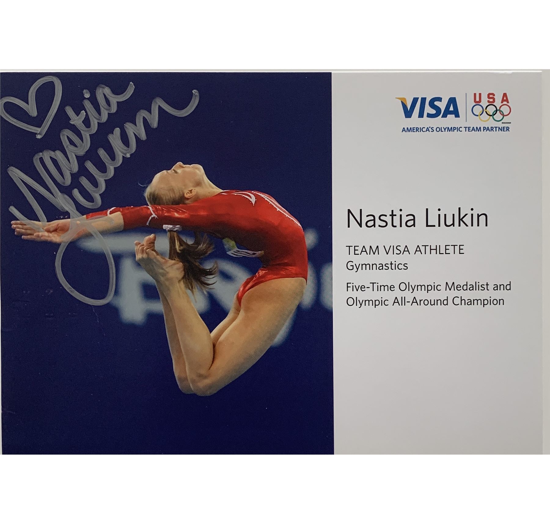 Nastia Liukin signed stat card