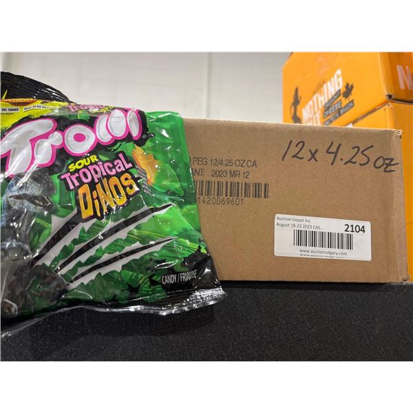 CASE LOT- Trolli Sour Tropical Dino Gummies- 12x4.25oz
