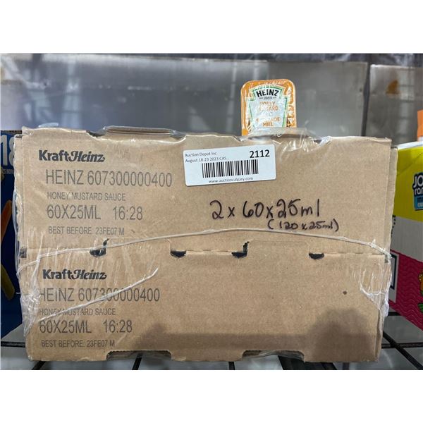 CASE LOT- Heinz Individual Honey Mustard Sauce Dipping Packets- 120x 25ml