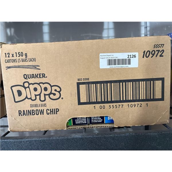 CASE LOT- Quaker Dipps Rainbow Chip Snack Bars- 12x150g