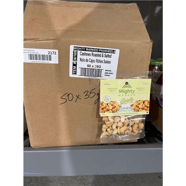 CASE LOT- Mighty Marked Cashews Roasted & Salted- 50x35g