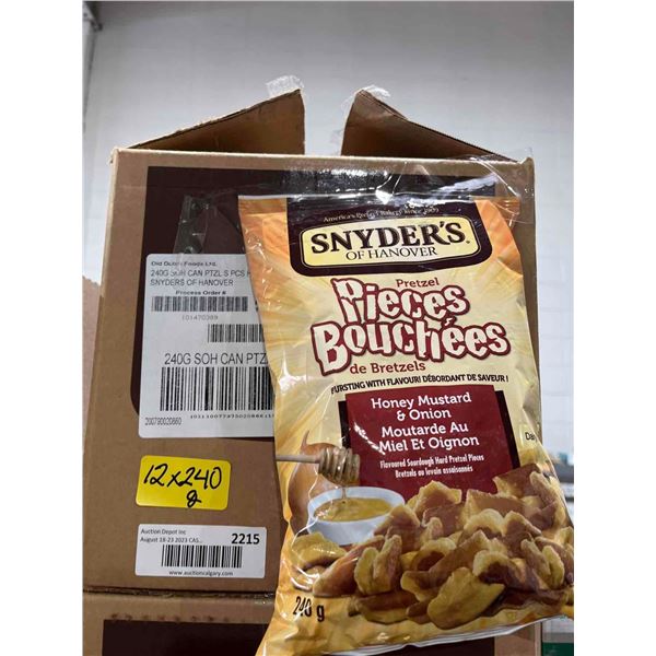 CASE LOT- Snyders Pretzel Pieces Honey Mustard & Onion Flavor-  12x240g