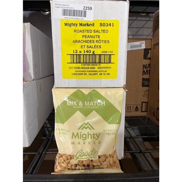 CASE LOT- Mighty Marked Roasted Salted Peanuts- 12x140g