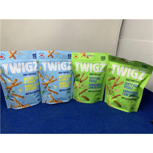 Twigz Zesty Dill Pickle and Buttery Herb & Garlic Craft Pretzels (4 x 130g)