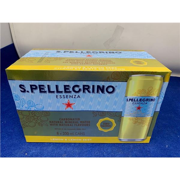 S. Pellegrino Carbonated Natural Mineral Water- Lemon & Lemon Zest (8 x 330ml)