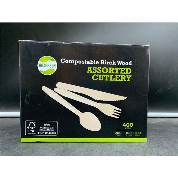 Compostable Birch Wood Assorted Cutlery (400pcs)