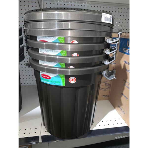 Lot of 4 Mistral Multi Purpose Can with Locking Lid, 24 L
