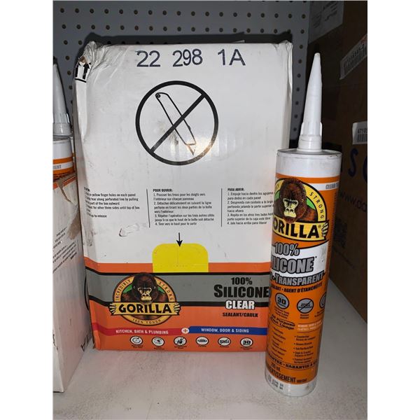 Gorilla Kitchen, Bath & Plumbing 100% Silicone Clear Sealant / Caulk 12 x 295ml