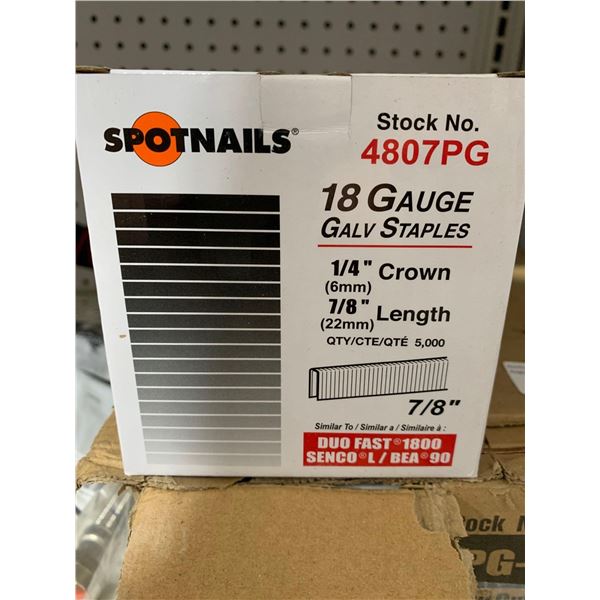 Spotnails 18 Guage 1/4" Crown 7/8" Length Staples 5x5000