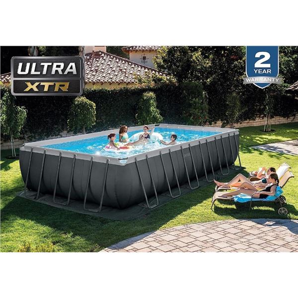 Intex 24ft X 12ft X 52in Ultra XTR Rectangular Pool Set with Sand Filter Pump, Ladder, Ground Cloth 