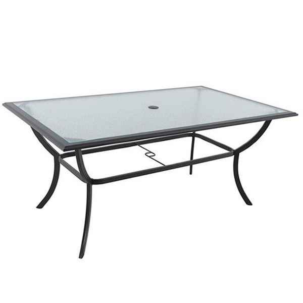 Style Selections Glenn Hill Rectangle Dining Table Steel and Glass - Dark Brown - 66-in x 40-in x 28