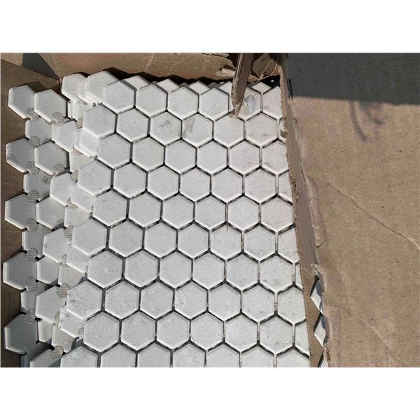 Pallet Lot of White 1" Hex Tiles