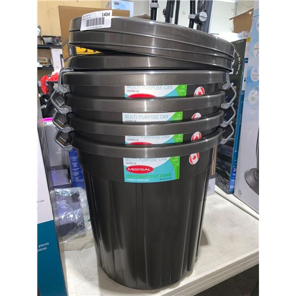 Mistral Multi-Purpose Locking Lid Garbage Cans 24L - Lot of 4
