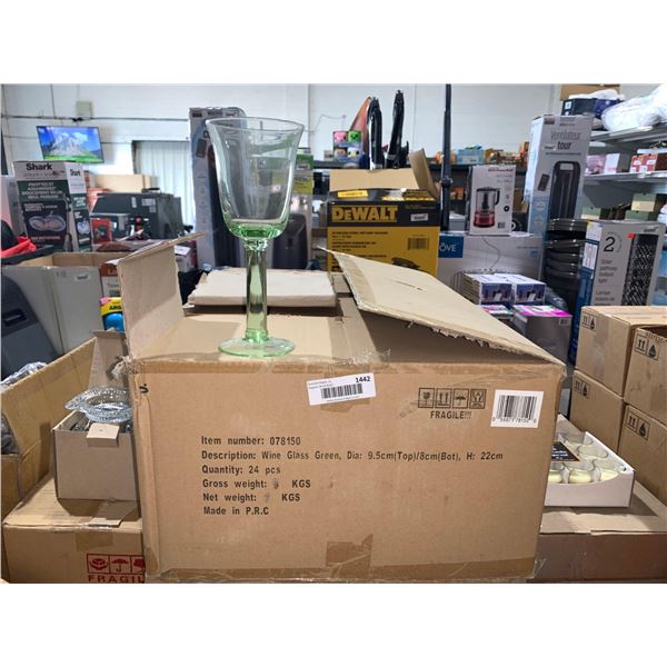 Plastic Wine Glass Green Case of 24pcs