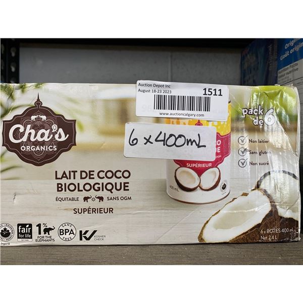 Cha's Organic Coconut Milk 6x400ml