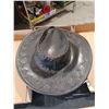 Image 1 : BLACK LEATHER COWBOY HAT MEDIUM