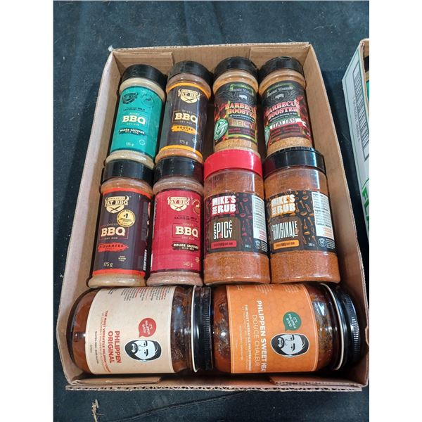 NEW STOCK ASSORTED BBQ SAUCES QTY 2 AND 8 TYPES OF SPICES