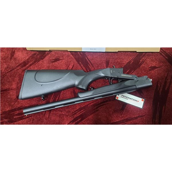 FEDERATION FIREARMS SB12 12GA SINGLE BARREL SHOTGUN WITH A 20  BARREL NEW IN BOX.