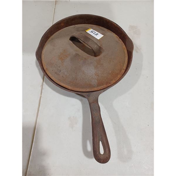 CAST IRON FRYING PAN WITH HEAVY DUTY WAGNER 10 1/2" MADE IN THE USA