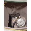 Image 4 : LARGE PLASTC TOTE THAT CAN BE USED AS A CAMP SHOWER AND HAS CAMPING ACCESSORIES