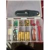 Image 10 : CONTAINER WITH ASSORTED RELOADING ACCESSORIES, BRASS AND AMMO