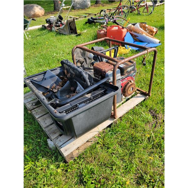 Rear grass catcher, water pump & Vanguard 5.5 Hp motor, As is