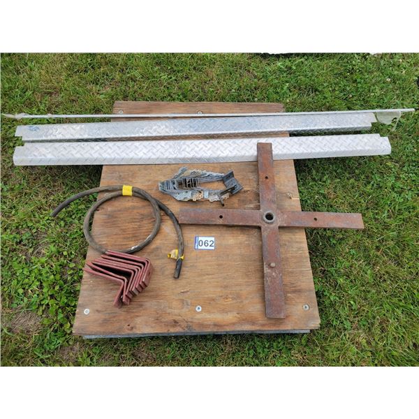 62" Truck box covers & misc. angle pieces, hose & steel stand