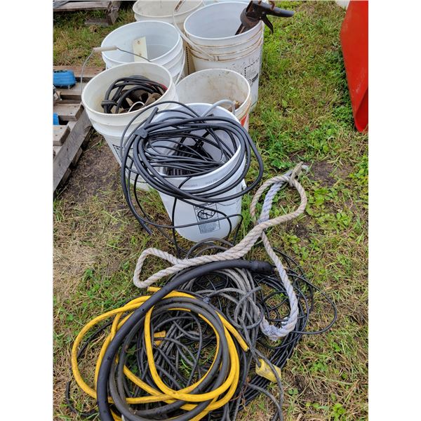 7- Pails of misc. bolts, screws, fittings, wire, rope etc..