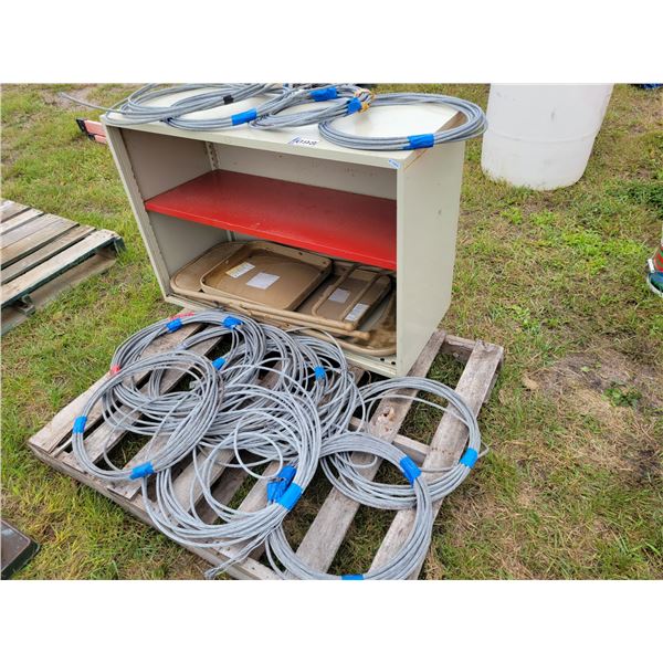 2 Drawer filing cabinet, 2- folding chairs, 7- rolls of cable