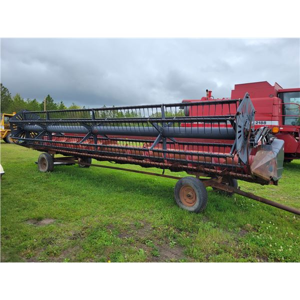 Case IH 25 ft Straight cut header, PU reels c/w transport, SN. 218290. Came with 2188. For info Ph D