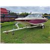Image 1 : Fiber Tech, Approx. 16 ft Fibreglass open bow boat, SN.FT165018LL283, c/w top & 70 HP Johnson motor